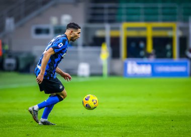 FC Internazionale takımından Achraf Hakimi, İtalya 'nın Milano şehrindeki Giuseppe Meazza Stadyumu' nda oynanan FC Internazionale maçında 14 Şubat 2021 - Fotoğraf: LiveMedia / Fabrizio Carabelli