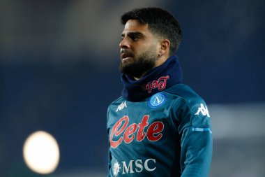 Lorenzo Insigne (SSC Napoli) İtalya 'nın Bergamo, İtalya' daki Gewiss Stadyumu 'nda oynanan İtalya Coppa Italia maçından önce ısınıyor.