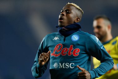 Victor Osimhen (SSC Napoli) İtalya 'nın Bergamo, İtalya' daki Gewiss Stadyumu 'nda oynanan Atalanta BC-SSC Napoli maçından önce ısınıyor, 10 Şubat 2021 - Fotoğraf: LiveMedia / Francesco Scaccianoce