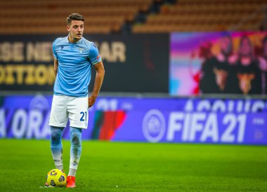 SS Lazio 'dan Sergej Milinkoviç-Saviç, İtalya futbol takımı Serie A maçında FC Internazionale, İtalya' nın Milano kentindeki Giuseppe Meazza stadyumunda SS Lazio 'ya karşı, 14 Şubat 2021 - Kredi: LiveMedia / Fabrizio Carabelli