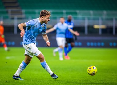 SS Lazio 'dan Ciro Immobile İtalyan futbol takımı Serie A maçında FC Internazionale, SS Lazio' ya karşı Milano, İtalya 'daki Giuseppe Meazza Stadyumu' nda 14 Şubat 2021 - Fotoğraf: LiveMedia / Fabrizio Carabelli