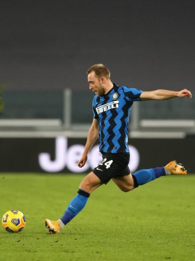 Christian Eriksen (FC Internazionale) İtalyan futbolu Coppa Italia maçında Juventus FC - FC Internazionale maçında Torino, İtalya 'daki Allianz Stadyumu' nda, 9 Şubat 2021 - Fotoğraf: LiveMedia / Claudio Benedetto