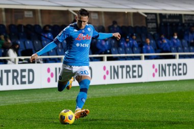 Piotr Zielinski (SSC Napoli) İtalyan futbolu Coppa Italia maçında Atalanta BC-SSC Napoli maçı sırasında İtalya 'nın Bergamo kentindeki Gewiss Stadyumu' nda, 10 Şubat 2021 - Fotoğraf: LiveMedia / Francesco Scaccianoce