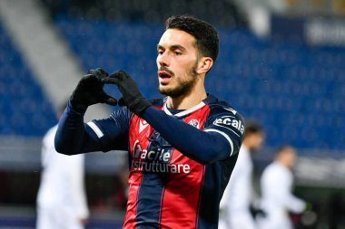 Nicola Sansone (Bologna FC) İtalya Serie A maçında Bologna FC - Benevento Calcio maçında 12 Şubat 2021 'de İtalya' nın Bologna kentindeki Renato Dall & # 39; Ara stadyumunda 1-0 'lık skorla gol attı.