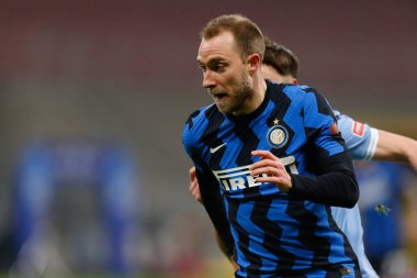 Christian Eriksen (FC Internazionale) İtalyan futbolu Serie A maçında FC Internazionale, SS Lazio 'ya karşı Milano, İtalya' daki Giuseppe Meazza Stadyumu 'nda 14 Şubat 2021 - Kredi: LiveMedia / Francesco Scaccianoce