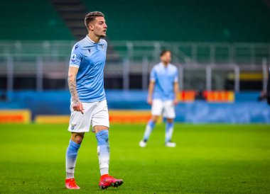 SS Lazio 'dan Sergej Milinkoviç-Saviç, İtalya futbol takımı Serie A maçında FC Internazionale, İtalya' nın Milano kentindeki Giuseppe Meazza stadyumunda SS Lazio 'ya karşı, 14 Şubat 2021 - Kredi: LiveMedia / Fabrizio Carabelli
