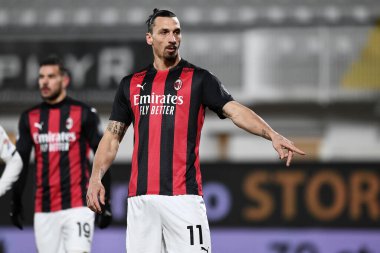 AC Milan 'dan Zlatan Ibrahimoviç, İtalya' nın La Spezia, İtalya 'daki Alberto Picco stadyumunda oynanan Serie A maçında Spezia Calcio ile AC Milan karşılaşırken, 13 Şubat 2021 - Fotoğraf: LiveMedia / Matteo Papini