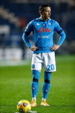 Piotr Zielinski (SSC Napoli) İtalyan futbolu Coppa Italia maçında Atalanta BC-SSC Napoli maçı sırasında İtalya 'nın Bergamo kentindeki Gewiss Stadyumu' nda, 10 Şubat 2021 - Fotoğraf: LiveMedia / Francesco Scaccianoce