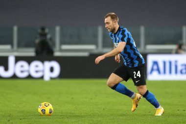 Christian Eriksen (FC Internazionale) İtalyan futbolu Coppa Italia maçında Juventus FC - FC Internazionale maçında Torino, İtalya 'daki Allianz Stadyumu' nda, 9 Şubat 2021 - Fotoğraf: LiveMedia / Claudio Benedetto
