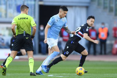 SS Lazio 'dan Joaquin Correa (C) İtalyan futbol takımı Serie A maçında SS Lazio, UC Sampdoria' ya karşı 20 Şubat 2021 'de İtalya' daki Stadio Olimpico 'da oynanan karşılaşma - Fotoğraf: LiveMedia / Claudio Pasquazi