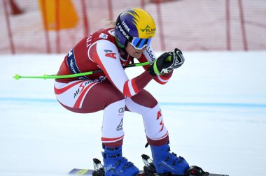 Tamara Tippler, 2021 Alp disiplini kayak yarışı sırasında AUDI FIS Dünya Kupası Val di Fassa - Val di Fassa La Volata 'da Downhill Women at Val di Fassa, İtalya, 27 Şubat 2021 - Fotoğraf: LiveMedia / Giorgio Panacci