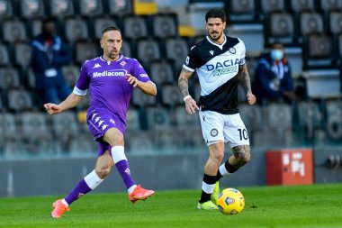 Franck Ribery 'nin (ACF FIorentina) İtalyan futbol takımı Serie A maçında Udinese Calcio ile ACF Fiorentina' nın Friuli - Dacia Arena Stadyumu, Udine, İtalya, 28 Şubat 2021 - Fotoğraf: LiveMedia / Alessio Marini