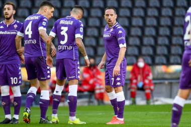 Franck Ribery 'nin (Fiorentina) İtalya futbol takımı Serie A maçında Udinese Calcio - ACF Fiorentina maçı sırasında Friuli - Dacia Arena stadyumu, Udine, İtalya - 28 Şubat 2021