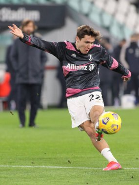Federico Chiesa (Juventus FC) İtalya 'nın Torino kentindeki Allianz Stadyumu' nda oynanan Juventus FC-Spezia Calcio maçında ısınma turunda, 2 Mart 2021 - Fotoğraf: LiveMedia / Claudio Benedetto