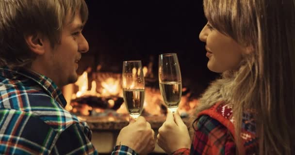 Couple toasting au champagne — Video