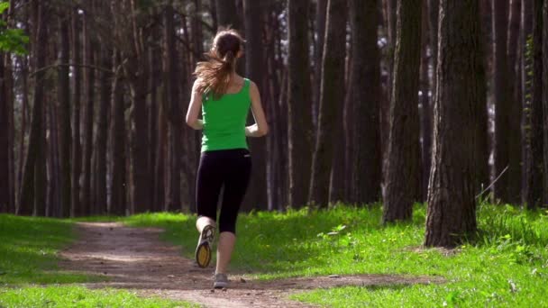 Jovem mulher de esportes correndo — Vídeo de Stock