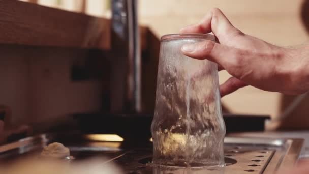 Bartender 's hands washing glass — стоковое видео