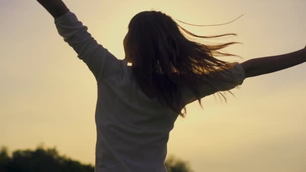 Atraente jovem mulher silhueta dança — Vídeo de Stock