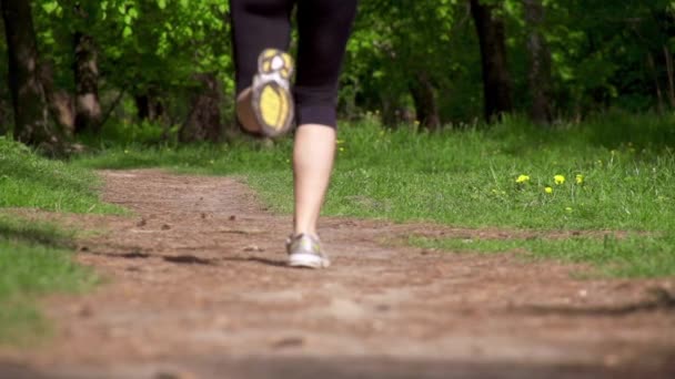 Runner feet running on rural road — Stock Video