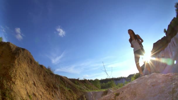 Senderista turista en el Gran Cañón — Vídeos de Stock