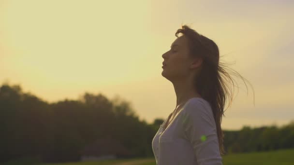 Aantrekkelijke jonge vrouw silhouet dansen — Stockvideo