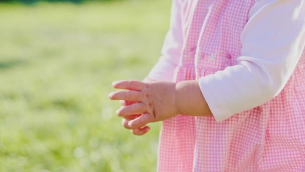 Schattige babymeisje handen klappen — Stockvideo