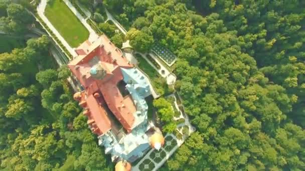 Vedere aeriană a Castelului Medieval Ksiaz — Videoclip de stoc