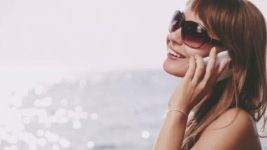 güzel kadın Smartphone'da söz