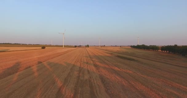 Tiro aéreo de Moinhos de Vento Geradores de Energia — Vídeo de Stock