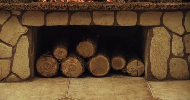 Warm cozy fireplace — Stock Video