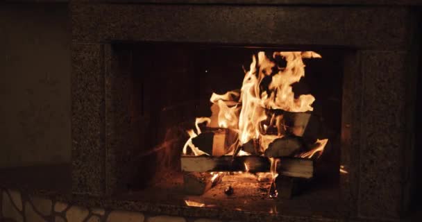 Slow motion of Fireplace burning — Stock Video