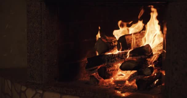 Slow motion of Fireplace burning — Stock Video