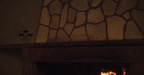 Slow motion of Fireplace burning — Stock Video