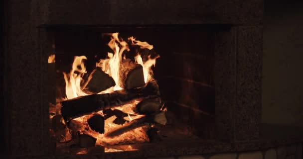 Slow motion of Fireplace burning — Stock Video