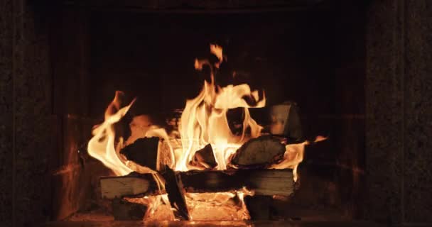 Mouvement lent de la combustion de la cheminée — Video