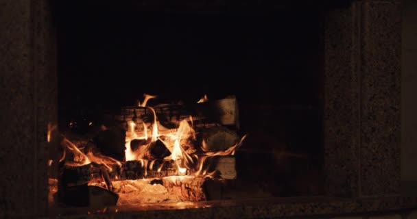 Cámara lenta de la chimenea quema — Vídeo de stock