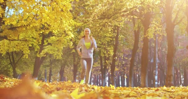 Kvinnliga fitness modell jogging — Stockvideo