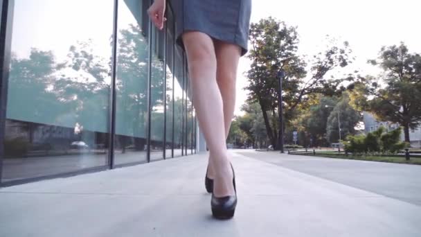 Sexy Frauenbeine in schwarzen Schuhen — Stockvideo