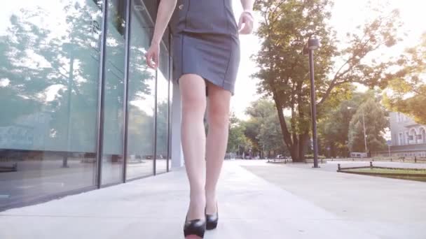 Sexy Frauenbeine in schwarzen Schuhen — Stockvideo