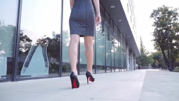 Sexy woman legs in black shoes — Stock Video