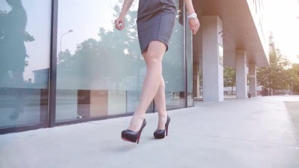 Sexy woman legs in black shoes — Stock Video