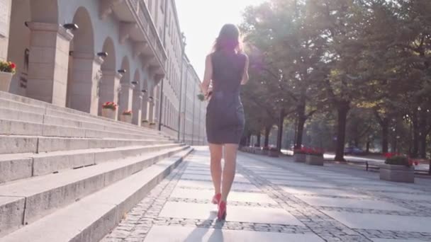 Wanita bisnis yang menarik menggunakan smartphone — Stok Video
