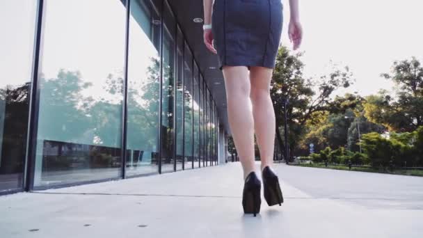 Sexy Frauenbeine in schwarzen Schuhen — Stockvideo