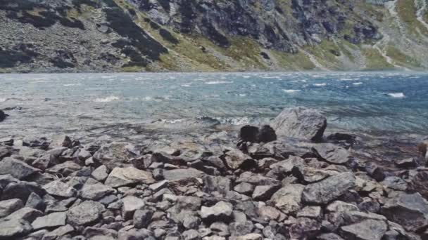 Cámara volando a orilla del lago — Vídeos de Stock