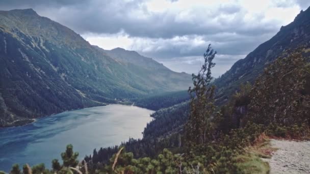 Macchina fotografica che vola sopra il bordo della scogliera — Video Stock