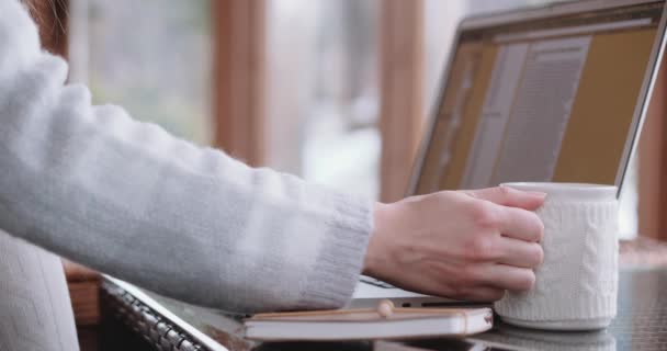 Mujer trabajando en la computadora — Vídeo de stock