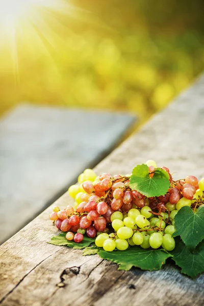 Uvas maduras em uma mesa de madeira — Fotografia de Stock