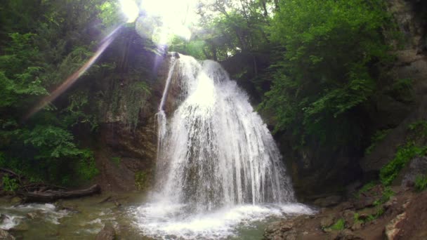 Beautiful Waterfall in Mountains — Stock Video