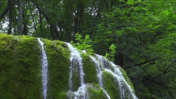 Hermosa cascada en las montañas — Vídeo de stock