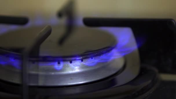 Gas from kitchen gas stove — Stock Video